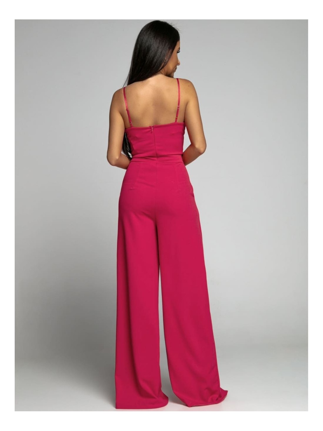 Elegant strappy jumpsuit with slits fuchsia AZRT035